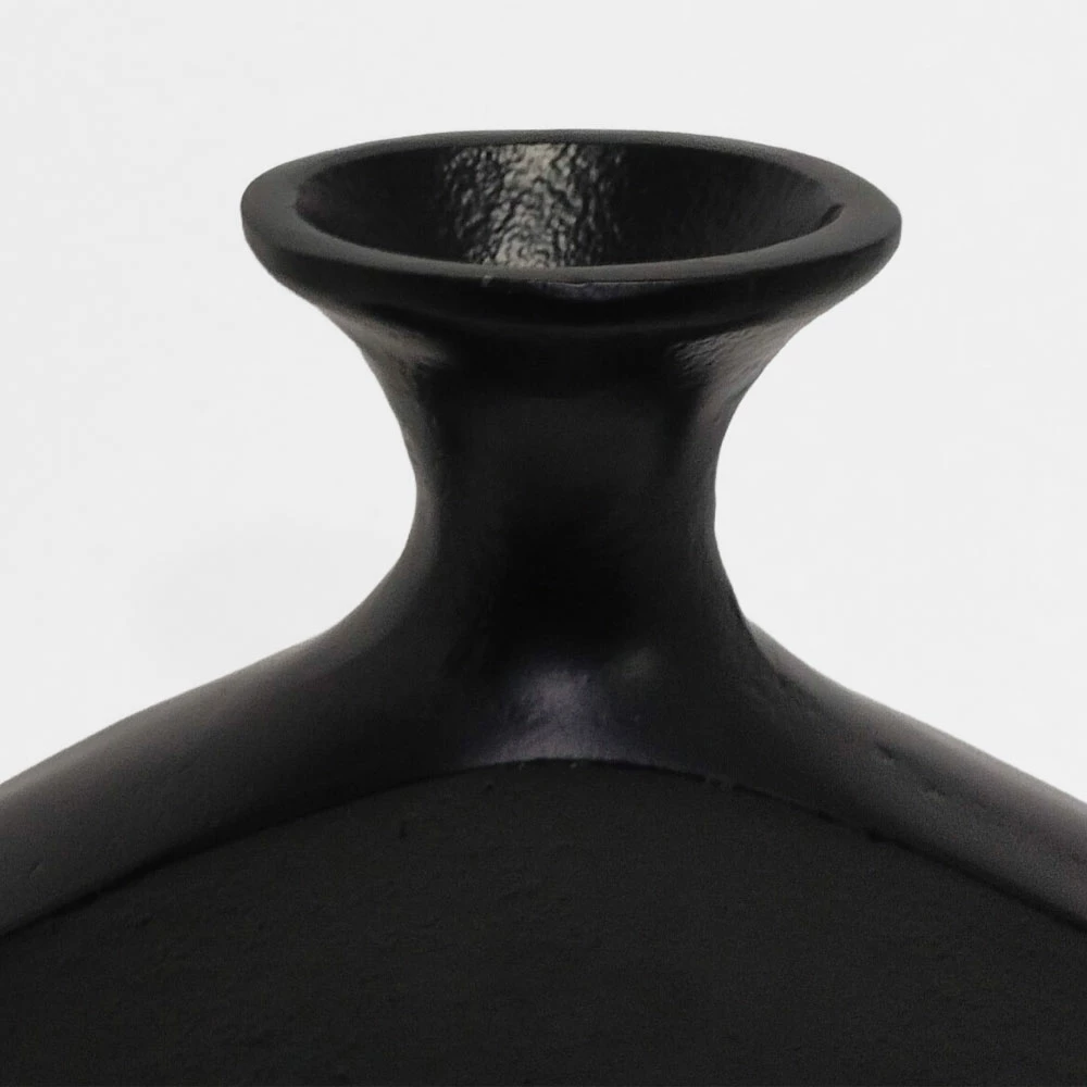 Vazo abstrakte rrethore, alumin i zi, 37x5x45cm