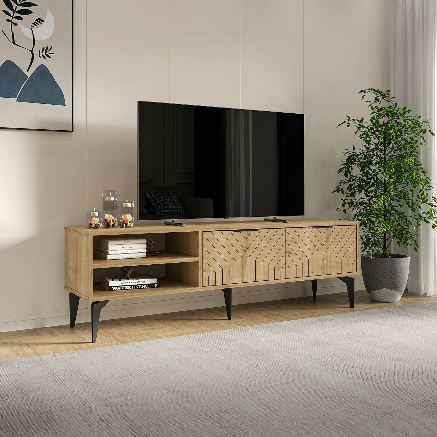 Komodë për TV Skye Decor, Regina, ngjyrë lis safir