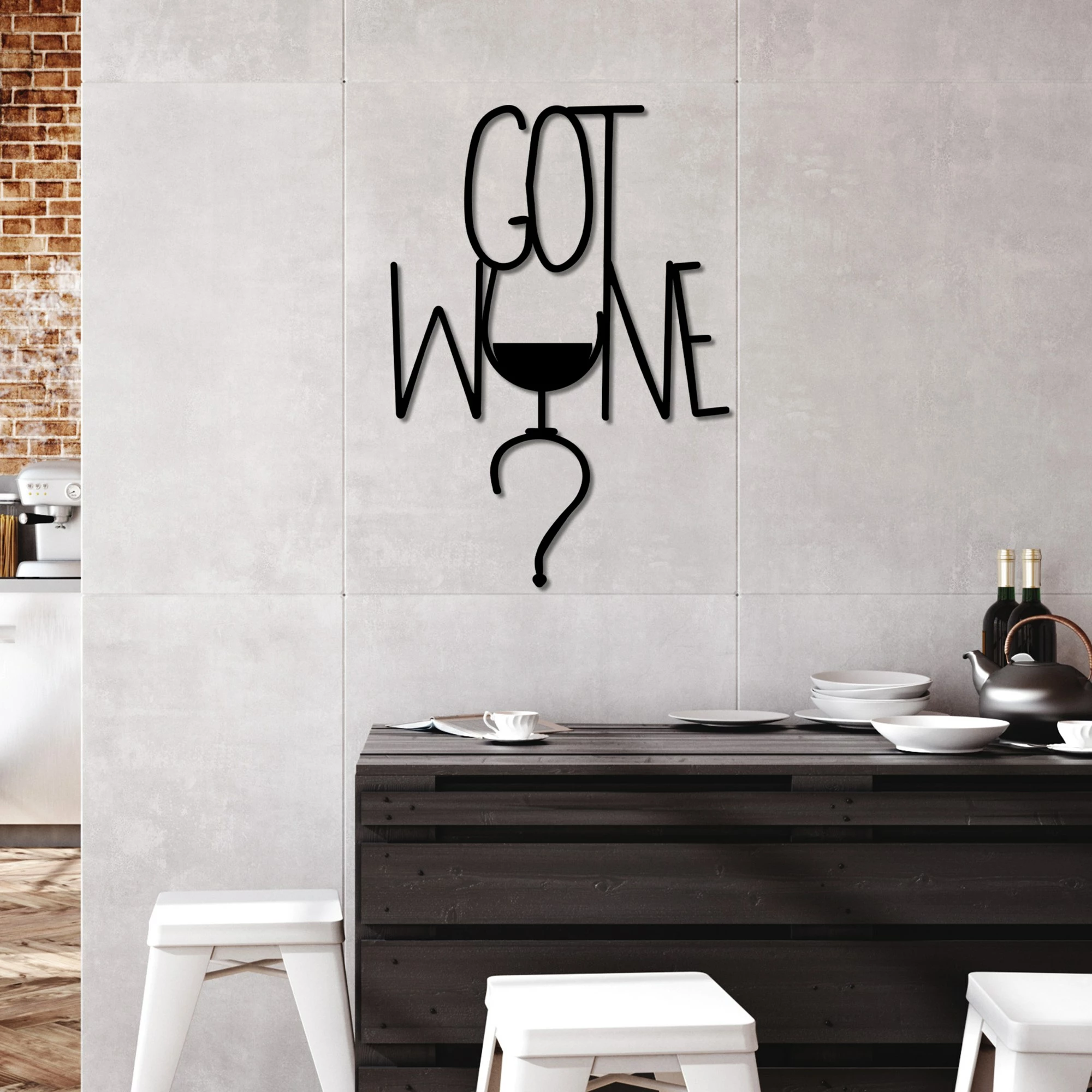 Aksesor dekorativ metalik për mur, Wallity, Got Wine
