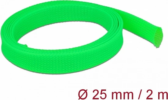 Tub mbrojtës i thurur i zgjerueshëm DeLOCK, 2 m, Ø25 mm, i gjelbër