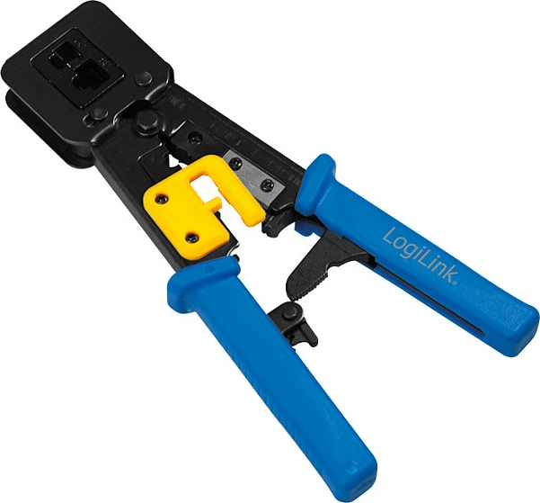 Pincë krimpimi LogiLink, Dual Modular 8/6P, Pass Through (EZ), me prerës, blu