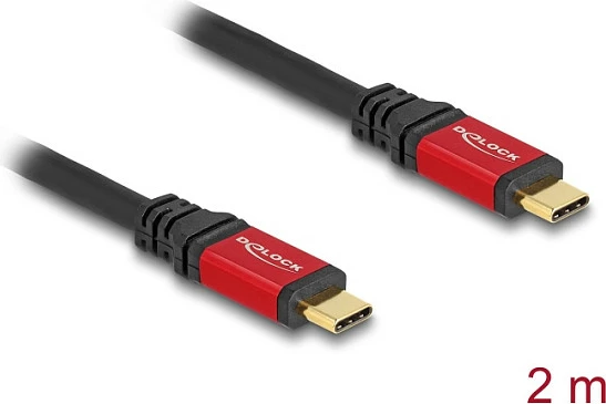 Kabllo USB-C DeLOCK USB 3.2 Gen 1, USB-C në USB-C, 2 m, PD 3.0 100W, 5Gbps, e zezë/kuqe
