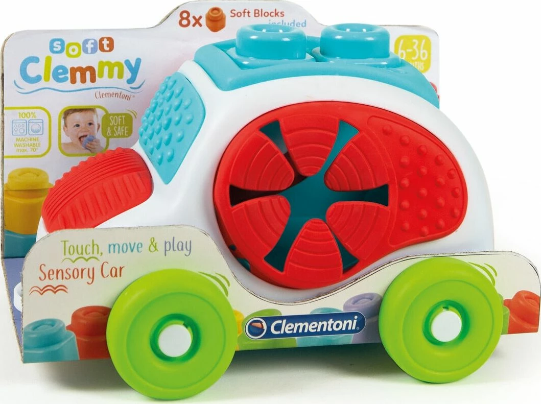 Makina lodër Clementoni Clemmy 17315, me kocka të buta sensory, multikolor