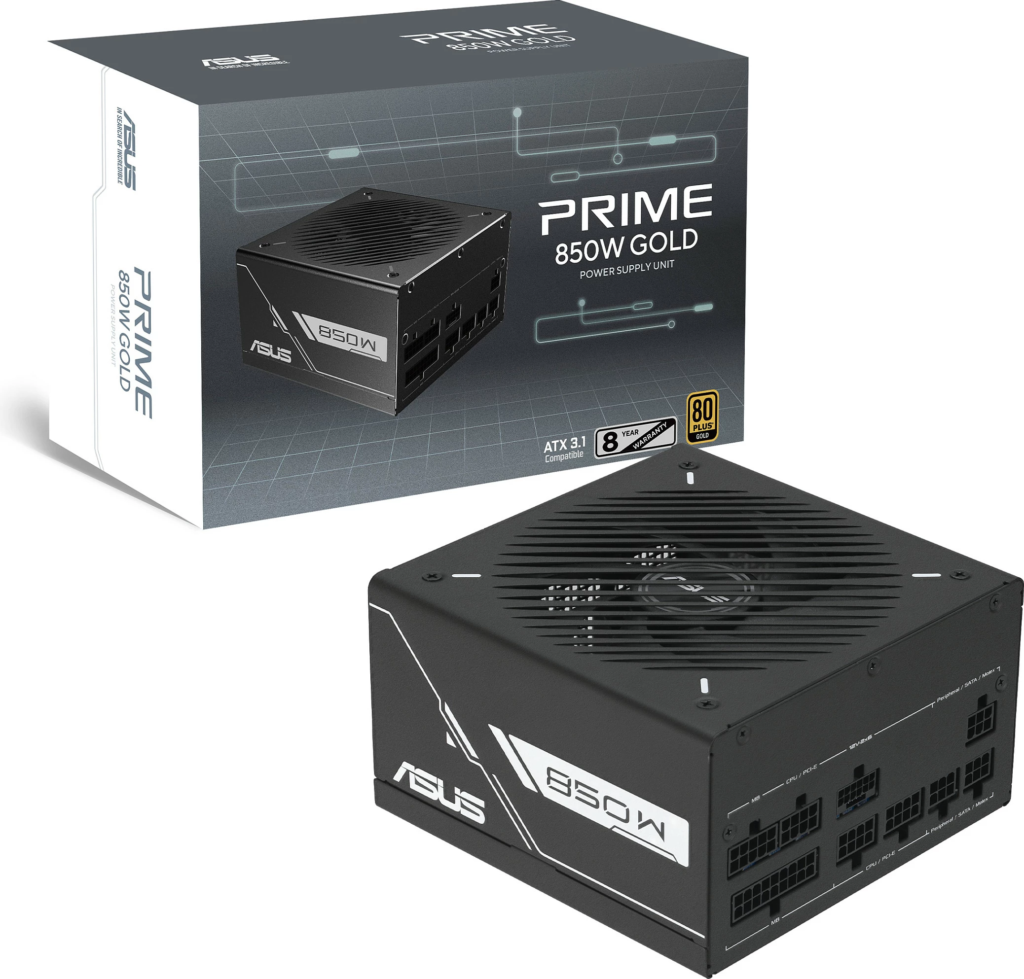 Furnizues rryme ASUS PRIME 850G 850W, 80+ Gold, Fully Modular, ATX 3.1, i zi