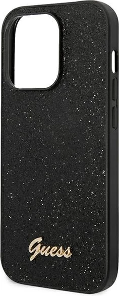 Mbështjellës Guess GUHCP14LHGGSHK për iPhone 14 Pro 6.1", Glitter Script, i fortë, i zi