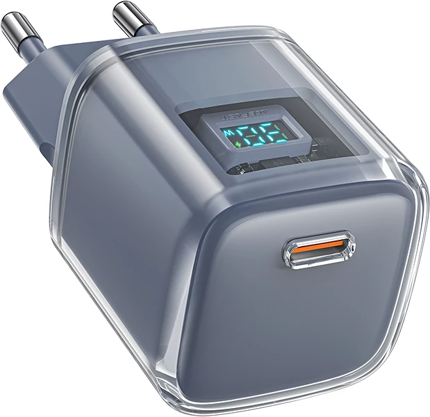 Karikues muri Acefast A53, 30W, USB-C, me ekran LED, Gri