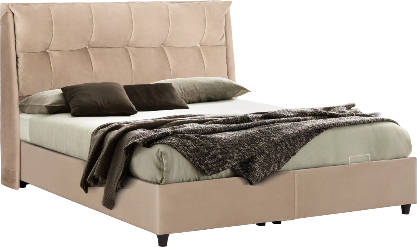 Krevat me hapësirë për depo, kadife bezhë, DREAMLET FH716, për dyshek 160x200cm