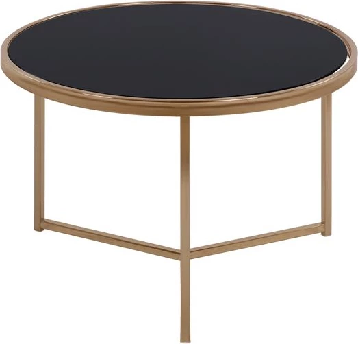 Tavolinë rrethore Francesco FH8607 me sipërfaqe qelqi dhe kornizë metalike