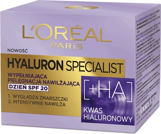 Krem dite hidratues anti-rrudhë për femra L'Oreal Paris Hyaluron Specialist SPF20, 50ml