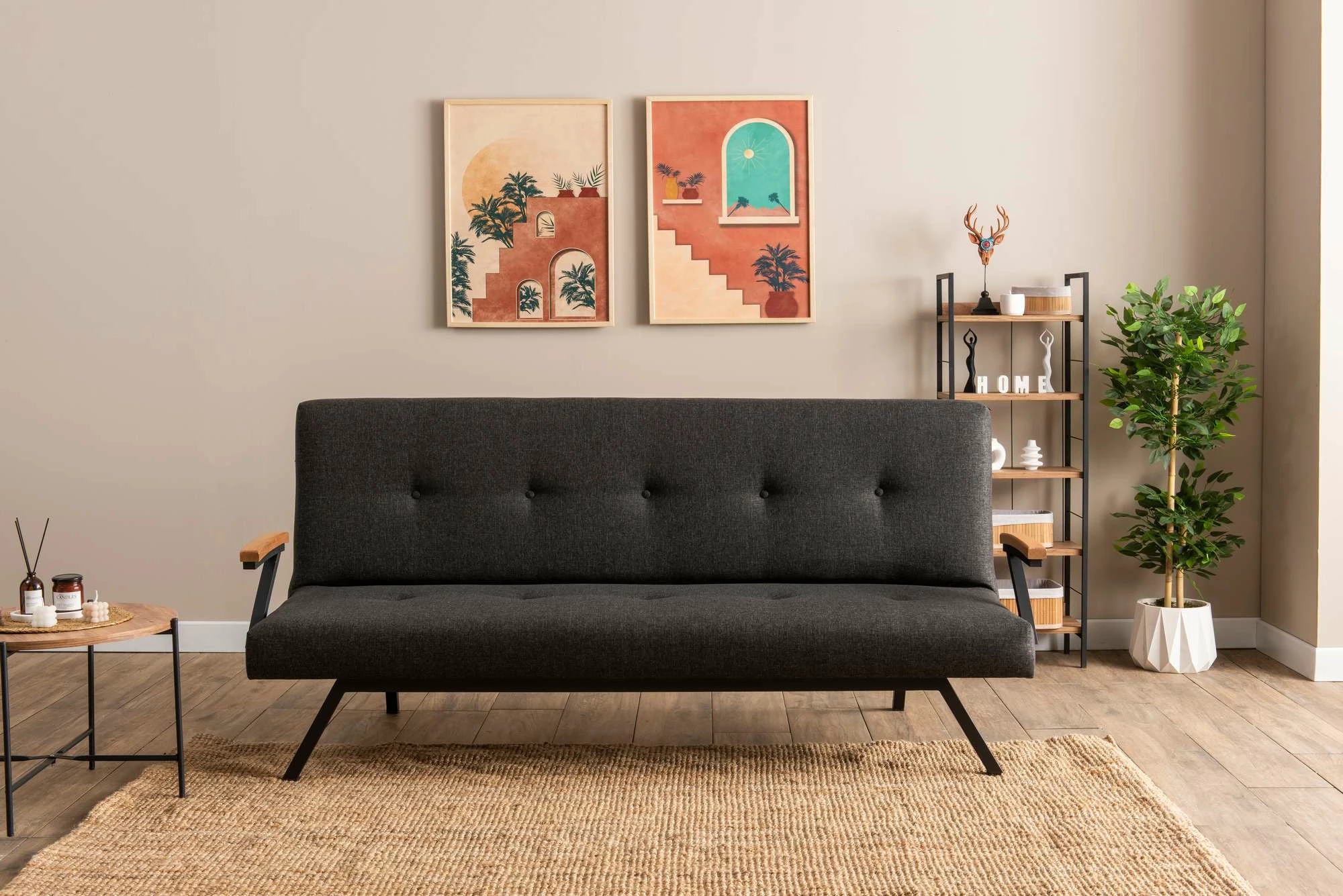 Divan-krevat 3 vende, Atelier del Sofa, Zven, ngjyrë gri e errët