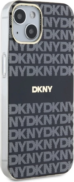Mbështjellës DKNY IML Mono & Stripe MagSafe për iPhone 15/14/13, e zezë