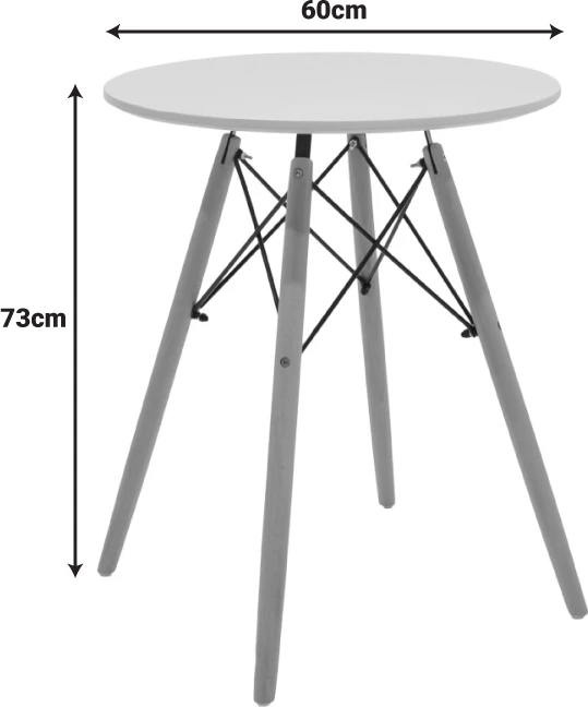 Tavolinë Julita, MDF e bardhë, dru fagu natyral, 60x73cm