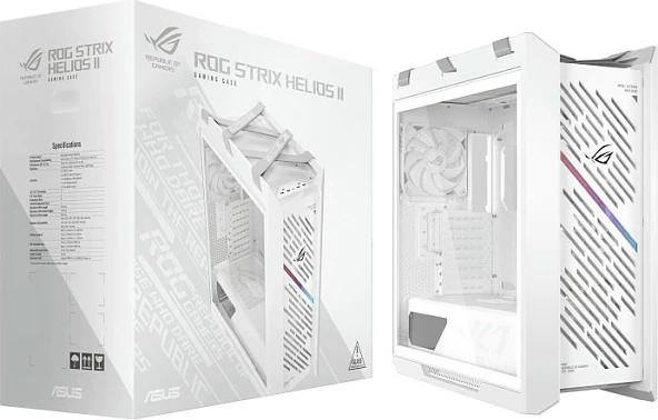 Kasë ASUS ROG STRIX HELIOS II GX601S, Midi Tower, RGB, xham i kalitur, e bardhë