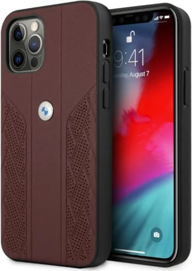 Mbështjellës BMW BMHCP12LRSPPR për iPhone 12 Pro Max, Curve Perforate, lëkurë, e kuqe