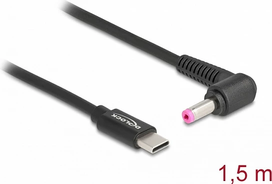 Kabllo karikimi laptop DeLOCK USB-C në HP 4.8x1.7mm, 1.5m, 20V, e zezë