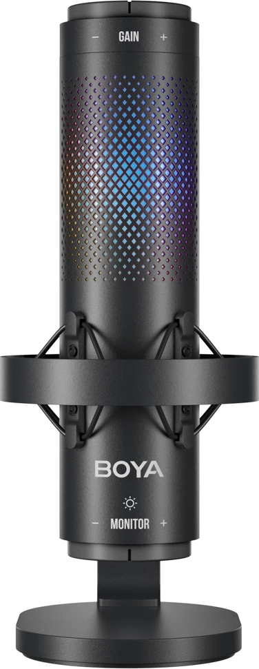 Mikrofon BOYA K9 me kabllo USB-C, 48 kHz 24-bit, RGB, me stendë tavoline dhe pop filter, i zi