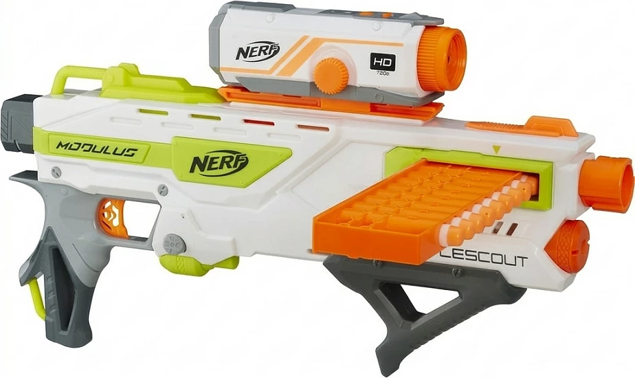 Pushkë Nerf Hasbro N-Strike Elite Modulus BattleScout ICS-10, me kamerë HD, bardhë/portokalli