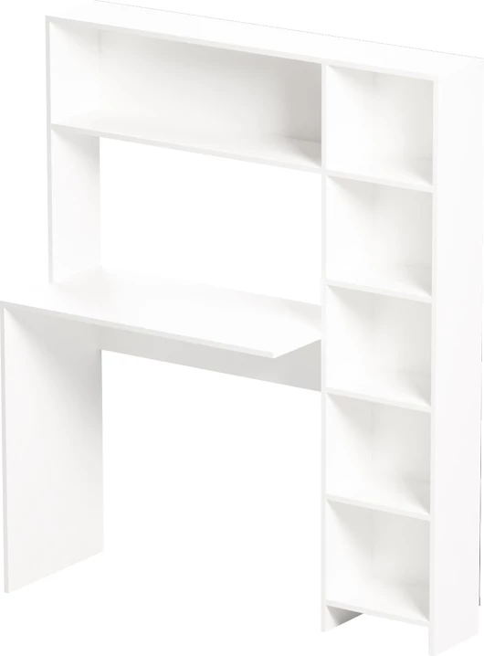 Tavolinë pune me rafte librash Janson, ngjyrë e bardhë, 113.2x40x141.8cm