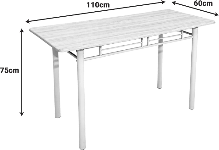 Tavolinë me karrige Roza, 5 copë, MDF ngjyrë arre, këmbë metalike të zeza, 110x60x75cm