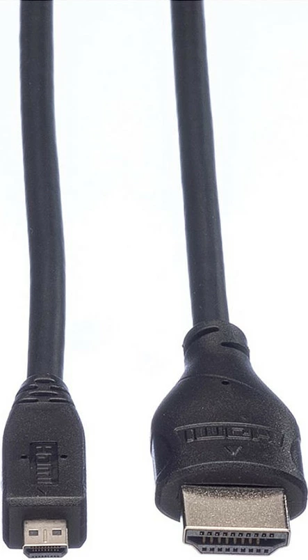 Kabl HDMI ROLINE High Speed me Ethernet, Type A në Type D (Micro HDMI), 2m, 4K, ARC, i zi
