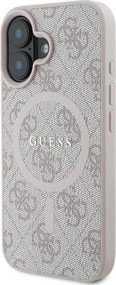 Mbështjellës Guess 4G Ring Classic Logo MagSafe për iPhone 16 Plus, Rozë