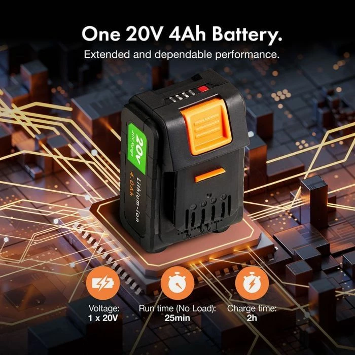 Bateri Lithium-Ion 20V 4Ah VonHaus 3519020, 40V Range, zezë/portokalli