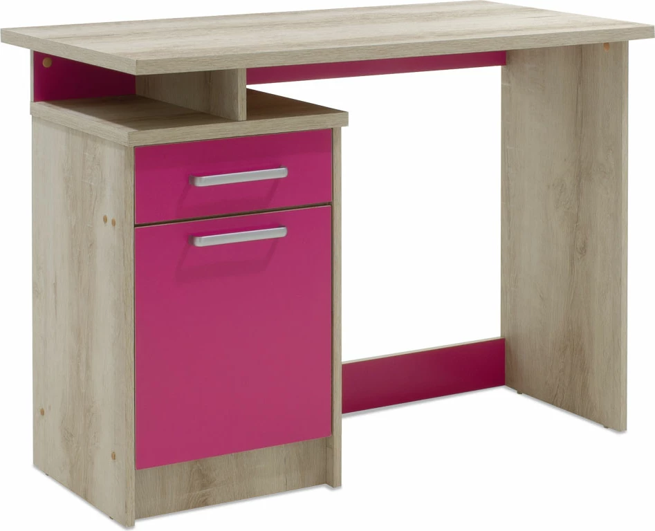 Tavolinë zyre Looney me sirtarë, ngjyrë castillo-rozë, 100x55x75cm