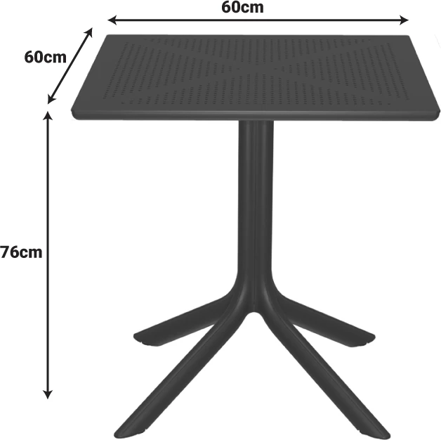 Tavolinë Groovy për jashtë, PP, ngjyrë e gjelbër e errët, 60x60x76cm