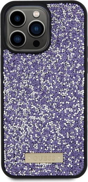 Mbështjellës Guess Rhinestone Metal Logo për iPhone 15 Pro Max, rozë