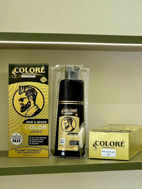 Shampo per Mjekerr dhe Floke Plant Extract, COLORÉ Professional, Natural Black, 250ML
