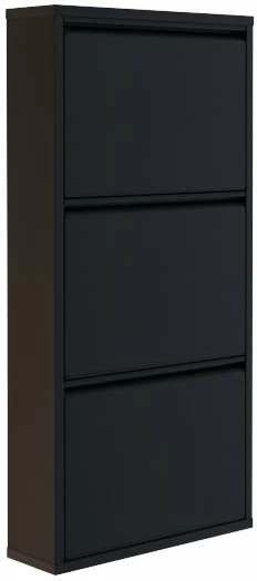 Dollap këpucësh, 3 pjesë, metalik, ngjyrë e zezë, Skye Decor