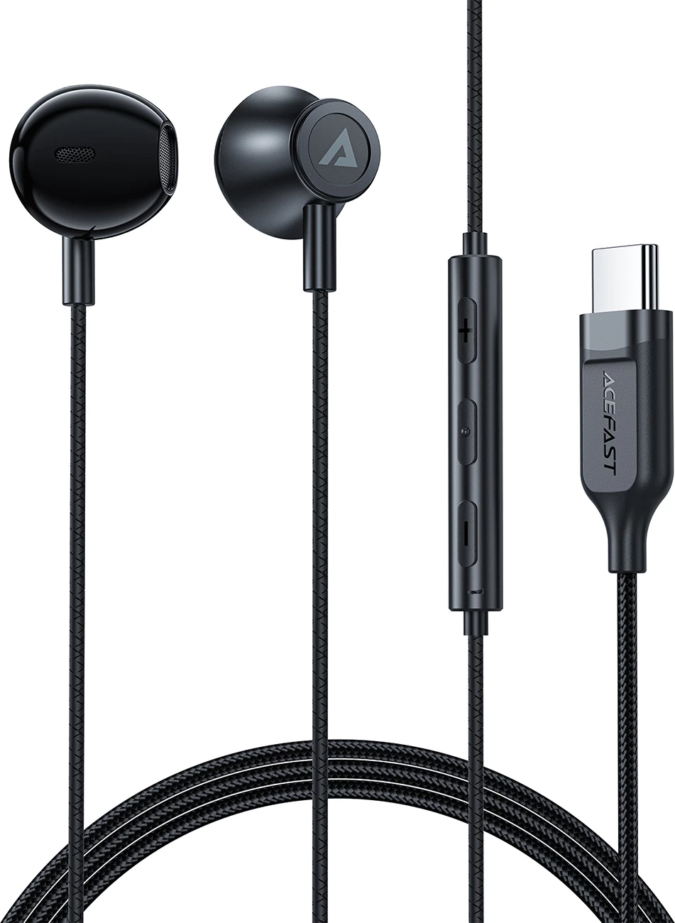 Kufje Acefast L2 in-ear me USB-C, mikrofon dhe komandë, 1.2m, Zezë