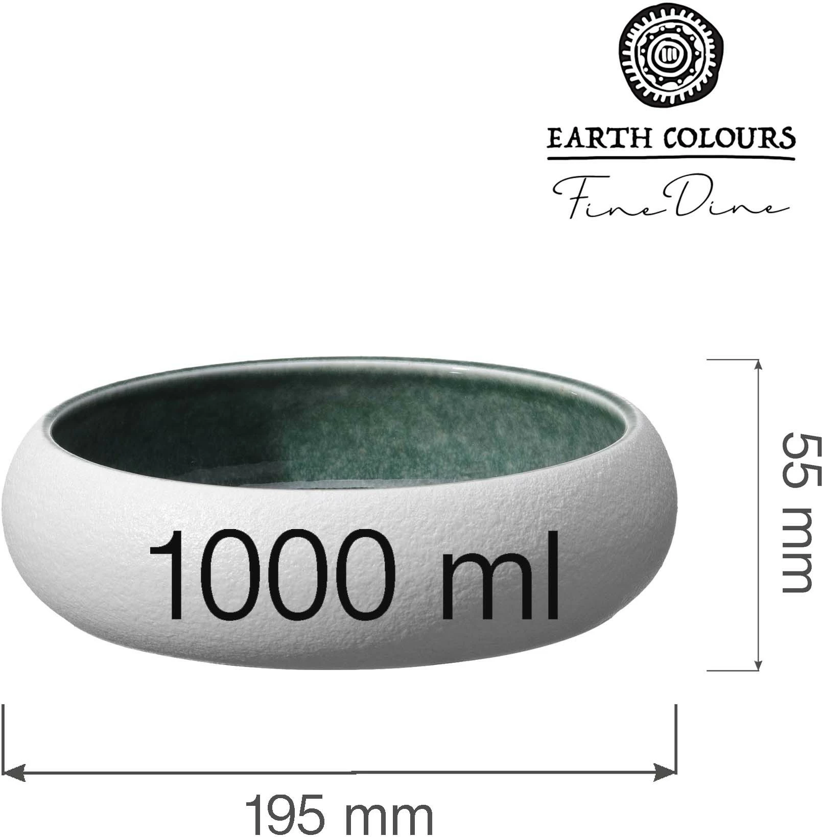 Tas i thellë Fine Dine Goro, 1000 ml, Ø195 mm, set 2 copë, jeshile/bardhë