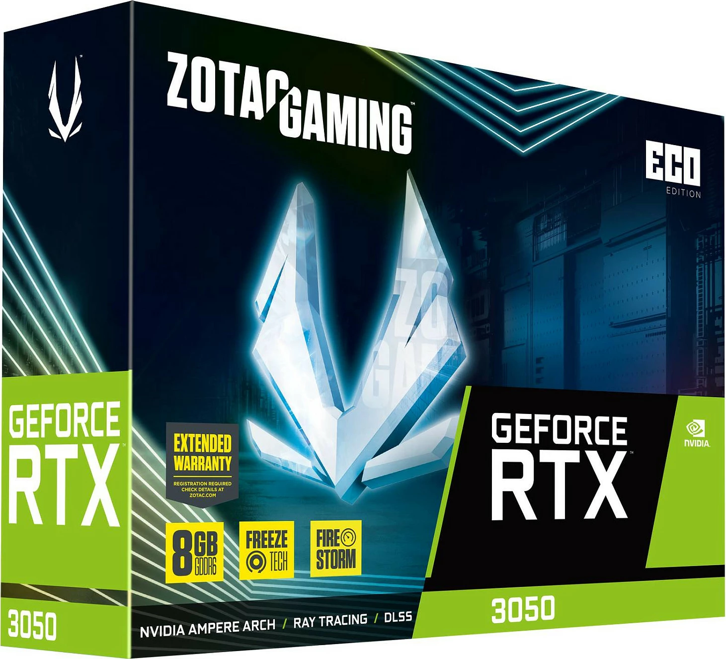 Kartelë grafike Zotac GeForce RTX 3050 Eco, 8GB GDDR6, PCI Express x8, e zezë