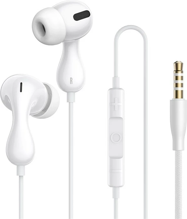 Kufje Baseus Encok HZ20 me kabllo, për thirrje/muzikë, Bardhë