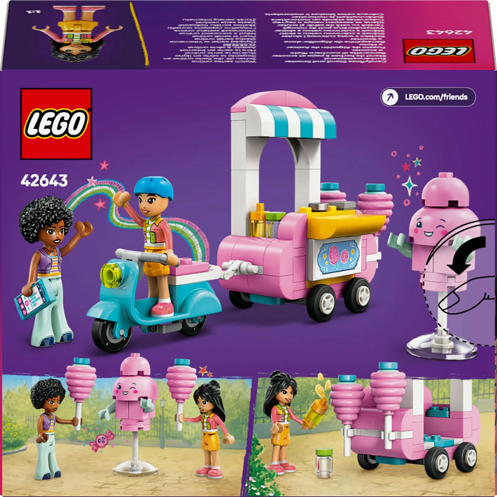 Set ndërtimi LEGO Friends 42643, kioskë sheqerka pambuku dhe skuter, 110 pjesë, shumëngjyrësh