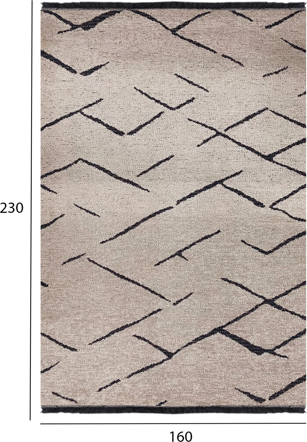 Tepih modern, ngjyrë krem dhe e zezë, FH7674.05, 160x230 cm