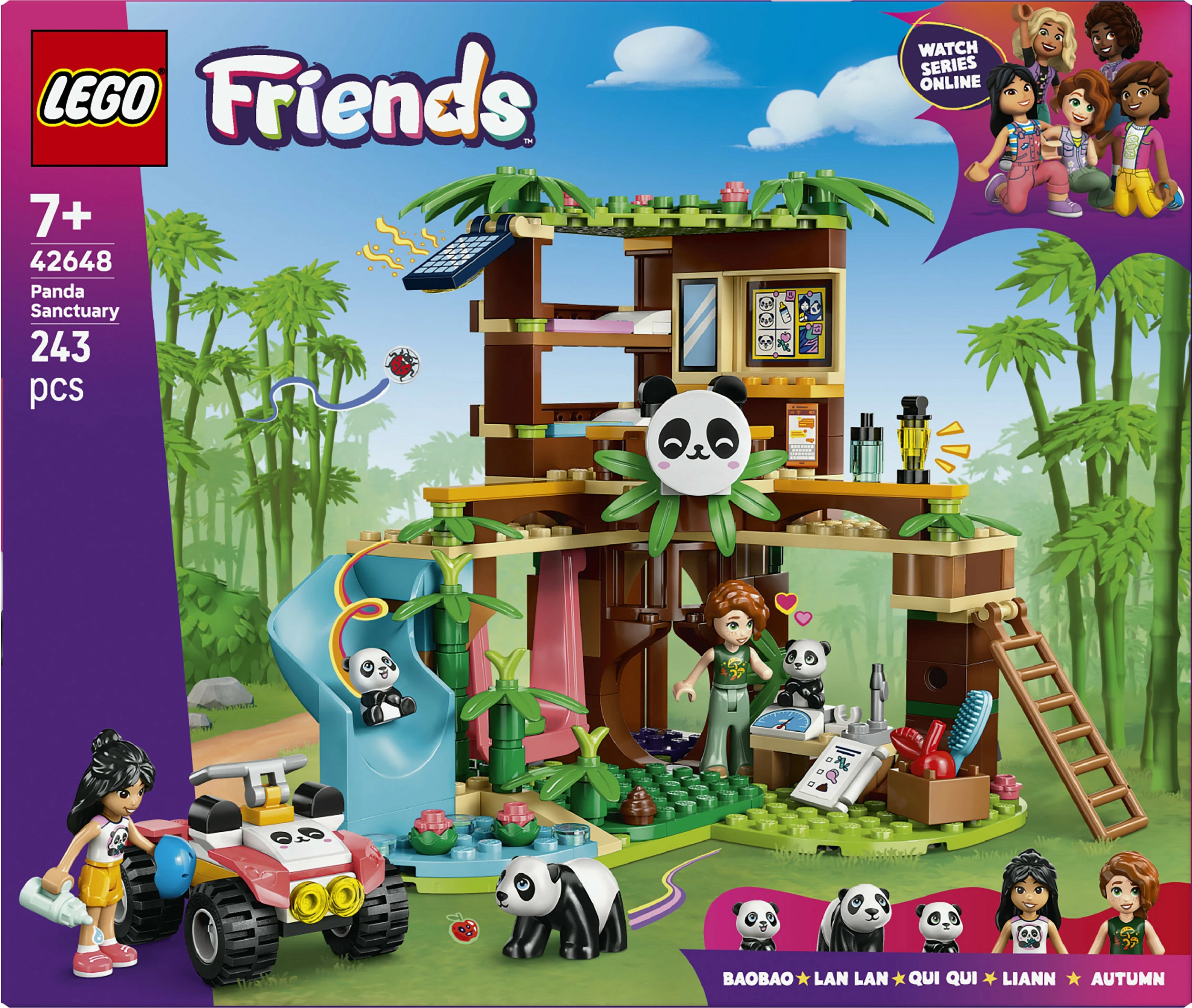 Set lodër LEGO Friends 42648 Strehë e Pandave, 243 copë, 7+