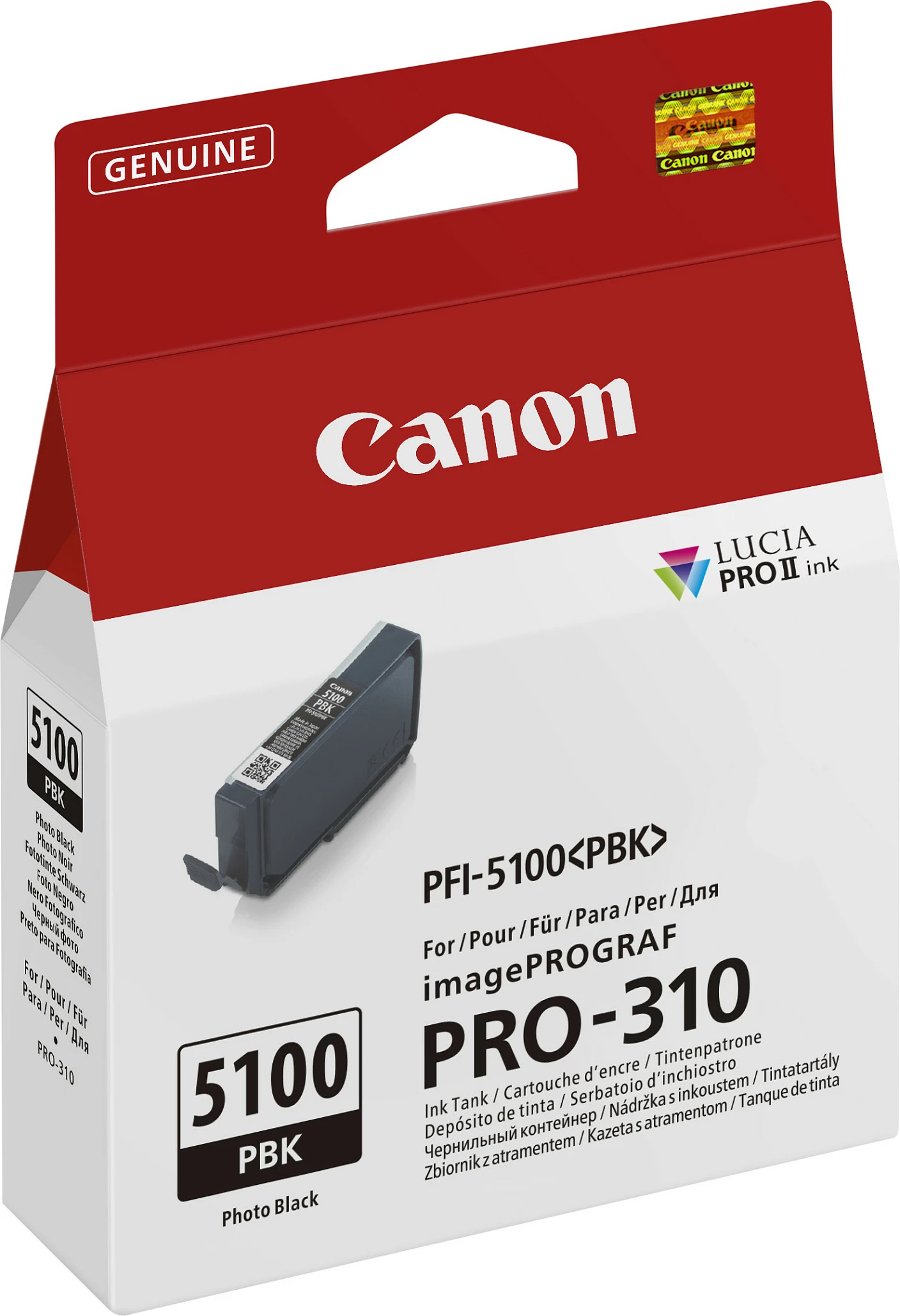 Kartuç boje Canon PFI-5100 PBK, 14.4 ml, për imagePROGRAF PRO-310, Photo Black