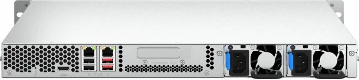 server NAS QNAP TS-464U-RP-8G 1U 4-bay 2.5/3.5\" SATA 8GB RAM 2x2.5GbE me PSU redundant, zi/argjendtë