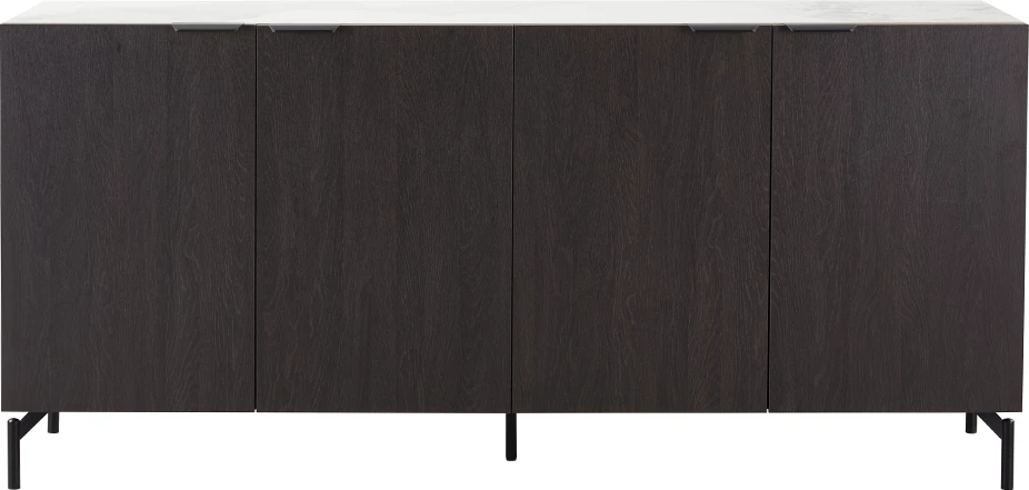 Komodë anësore NOTTE, ngjyrë e zezë dhe gur i bardhë, 180x40.5x84cm