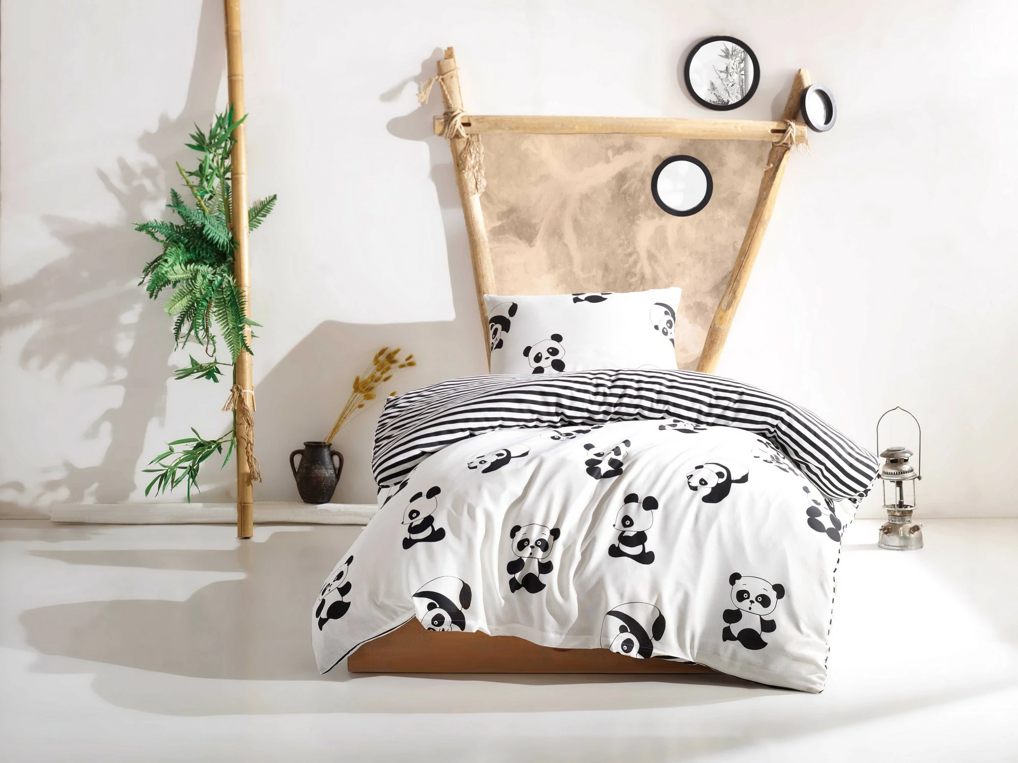 Set mbulesë jorgani njëpersonëshe, panda, L'Essentiel Linge de Maison