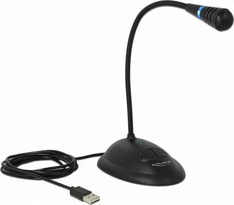 Mikrofon për PC DeLOCK 65871, USB-A, unidireksional, 16-bit/48 kHz, i zi