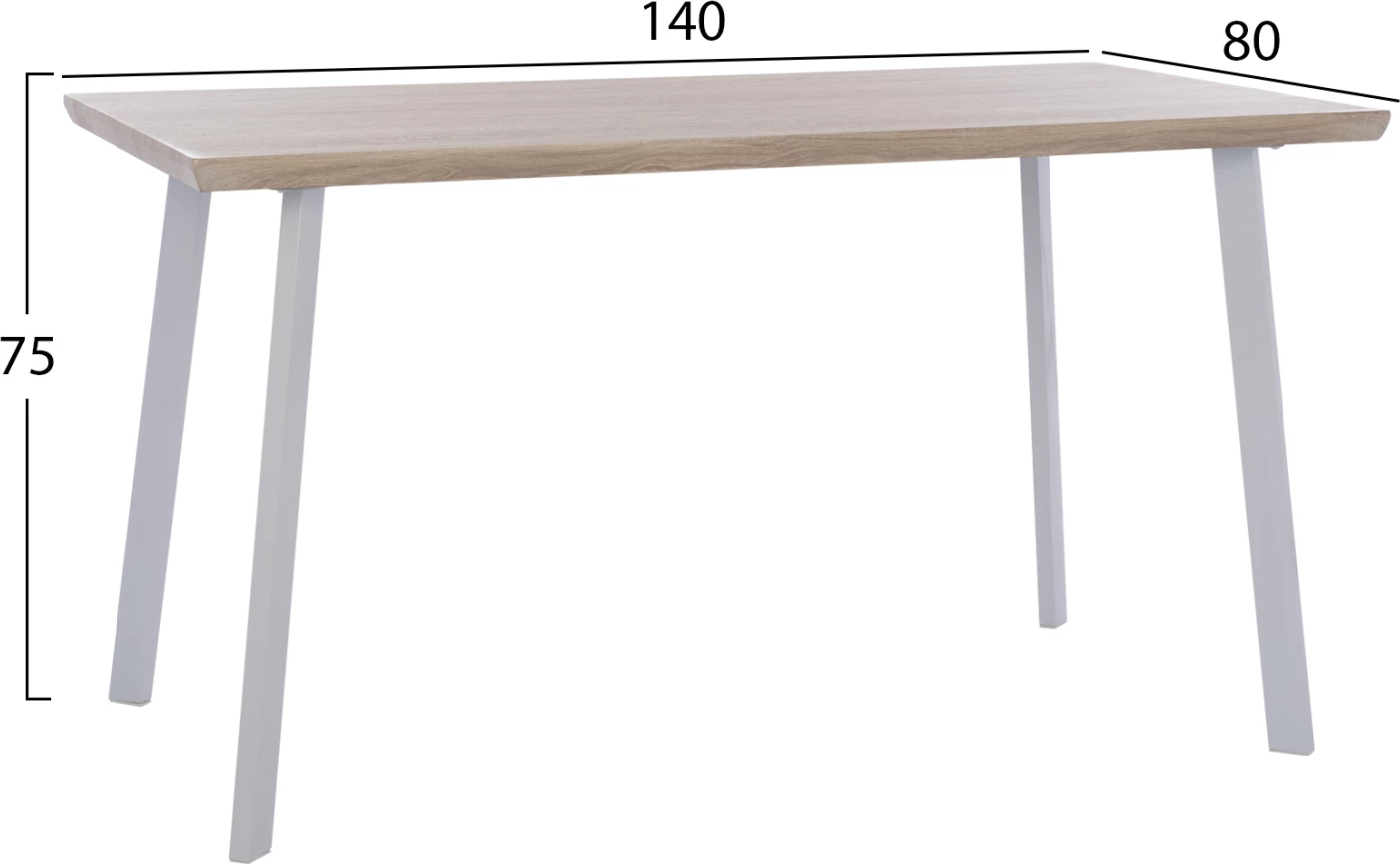 Tavolinë ngrënieje OFIRA, 140x80, ngjyrë sonama, këmbë të bardha, FH8374.02