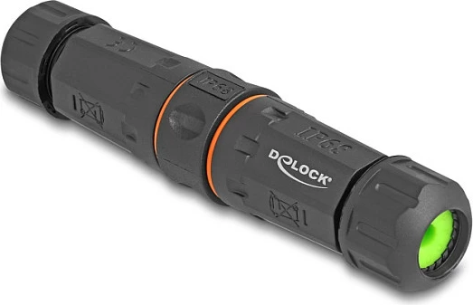 Adapter lidhës RJ45 DeLOCK Cat.6A, femër-femër, IP68, M20, i zi