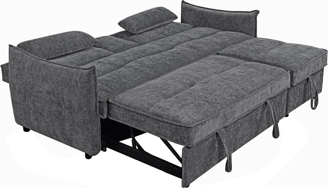 Divan-krevat dy ulëshe VELAR, material gri, FH3305.01, 208x86x85cm