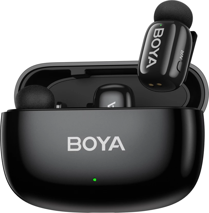 Set mikrofonësh wireless BOYA Mini 2-02 2.4GHz, USB-C, 2 transmetues + marrës, me kasë karikimi, i zi