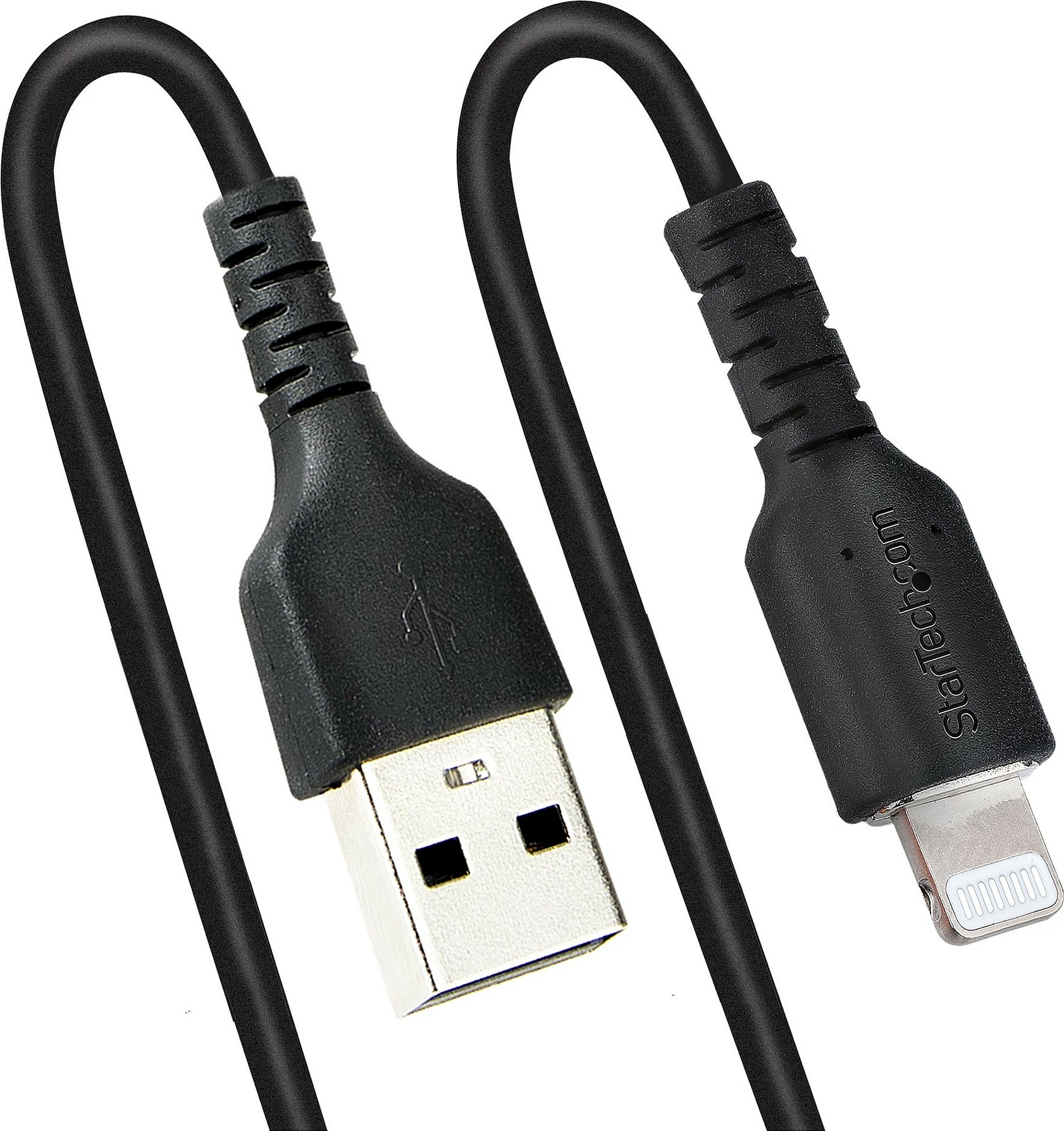 Kabllo StarTech RUSB2ALT1MBC USB-A në Lightning, 1 m, spirale, MFi, e zezë