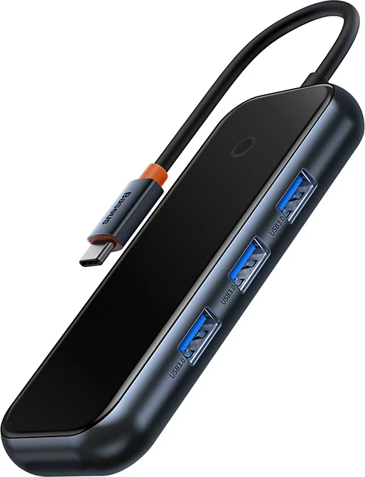 Adapter Baseus WKJZ010513 4-në-1, USB-C në 4xUSB 3.0, Gri e errët