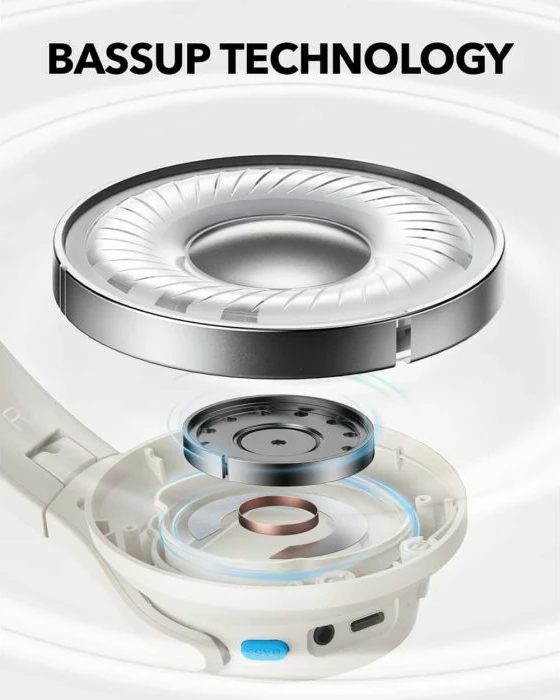 Kufje wireless over-ear Anker Soundcore Q11i (A3005G21), Hi-Res 40mm, 60h, Bluetooth 5.3, BassUp, të bardha